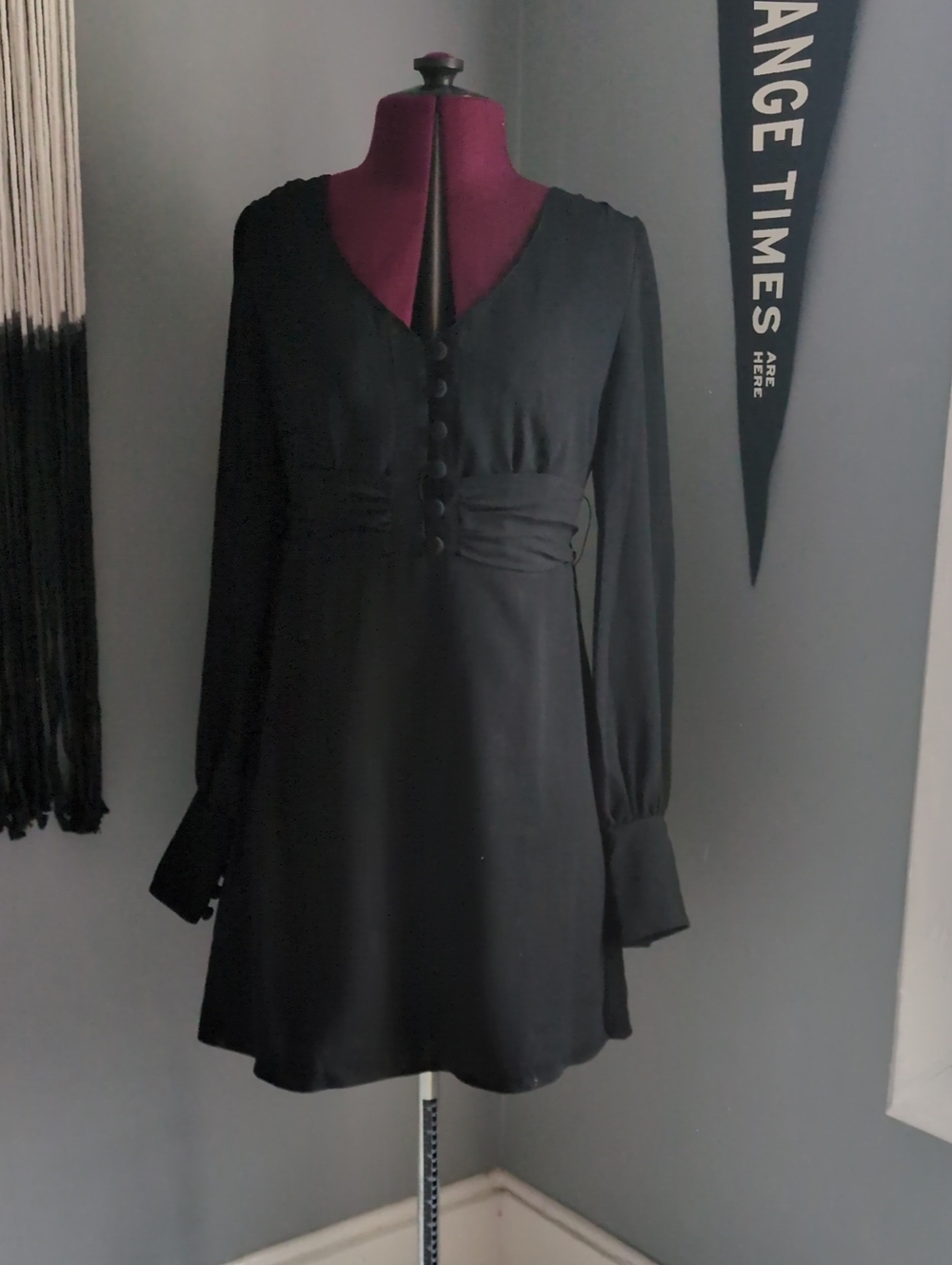 ALICE by Temperley For Target Black Long-Sleeve V-Neck Mini Dress